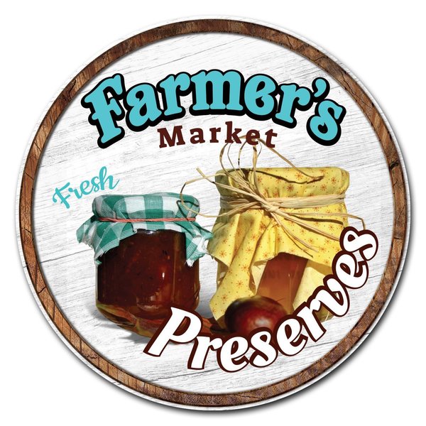 Signmission Corrugated Plastic Sign With Stakes 16in Circular-Farmers Market Preserves, C-16-CIR-WS-Preserves C-16-CIR-WS-Preserves